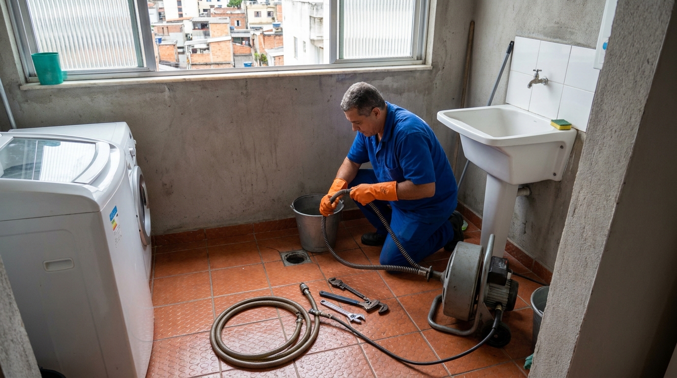 Desentupimento de ralo com equipamento em Jaraguá do Sul‑SC