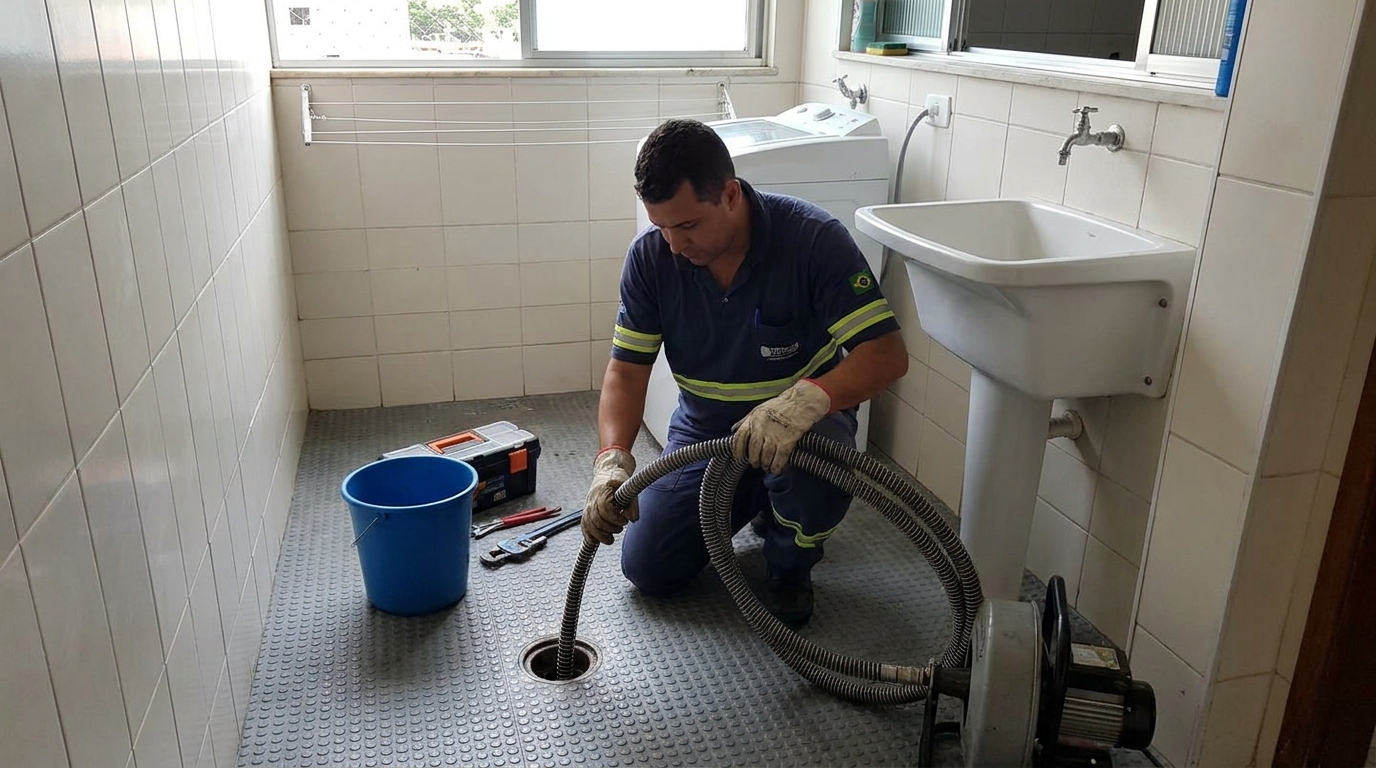 Desentupimento de ralo residencial em Jaraguá do Sul‑SC